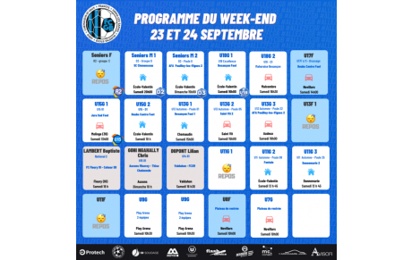 Programme du Week-End 23-24 Septembre