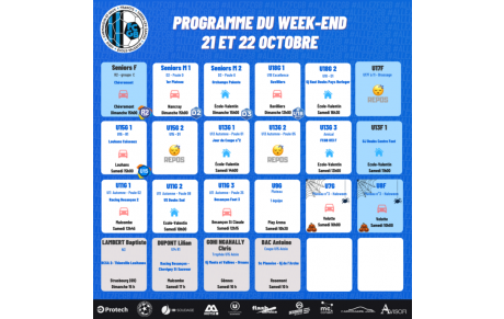 Programme du Week-End 21-22 Octobre