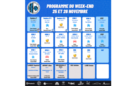 Programme du Week-End 25-26 Novembre