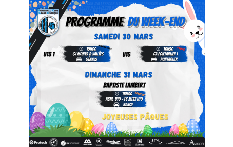 Programme du Week-End 30-31 Mars