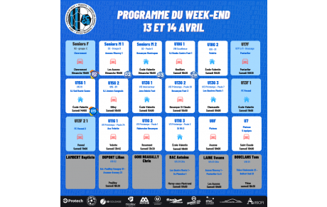 Programme du Week-End 13-14 Avril
