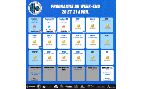 Programme du Week-End 20-21 Avril