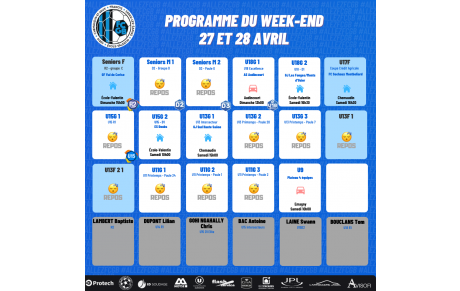 Programme du Week-end 27-28 avril