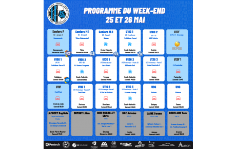 Programme du Week-End 25-26 Mai